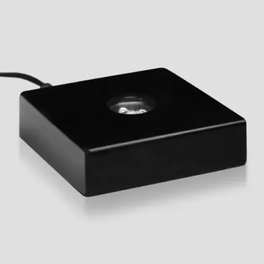 Black Piano Finish Lighted Square Base
