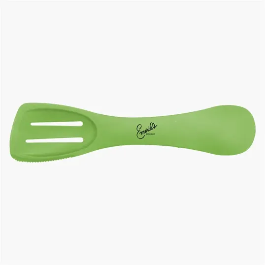 4-In-1 Kitchen Tool with Spoon, Slotted Spoon, Turner, and Serrated Edge