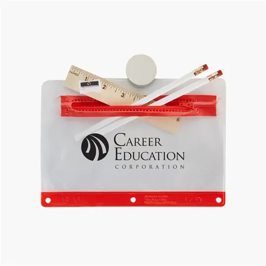 Deluxe School Kit Zippered Vinyl Pencil Pouch