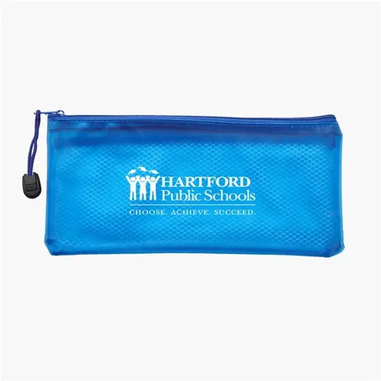 Frosted PVC Pencil Pouch with Mesh Divider