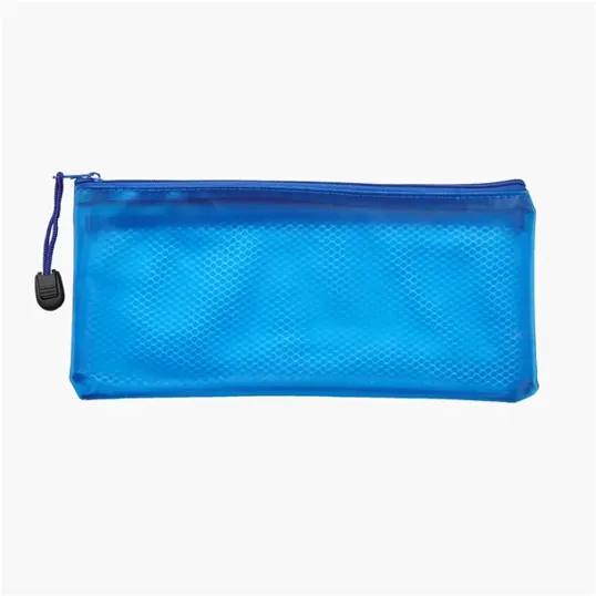 Frosted PVC Pencil Pouch with Mesh Divider — view 2