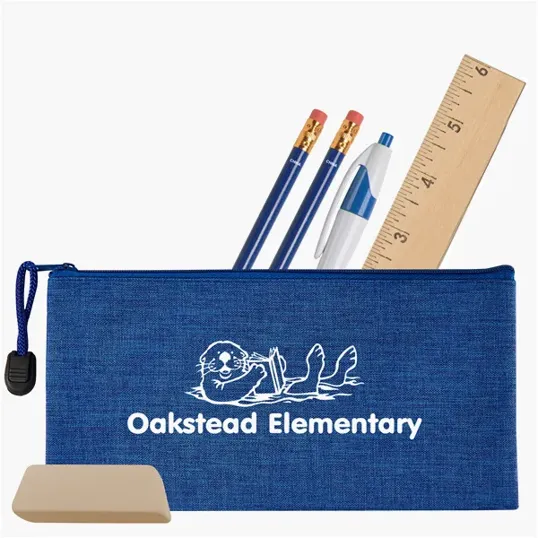 Heathered School Kit with Zippered Pouch