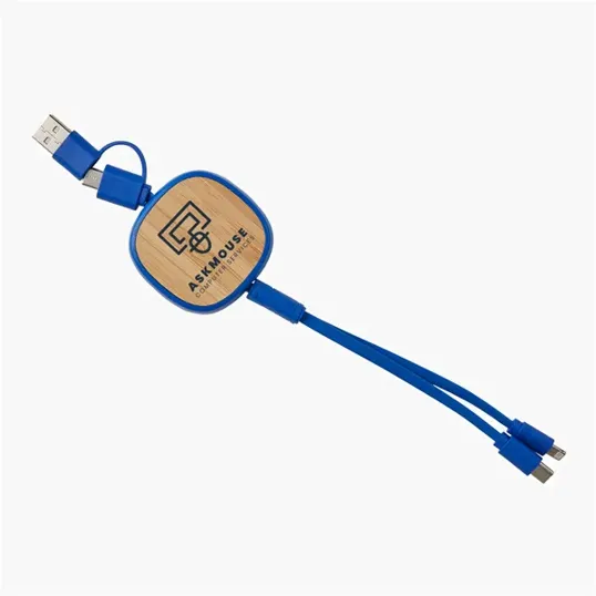 Dual Input 3-in-1 Bamboo Retractable Cable — view 2