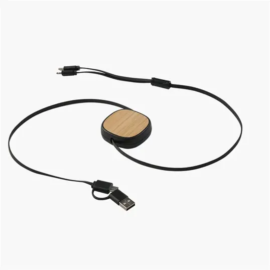 Dual Input 3-in-1 Bamboo Retractable Cable — view 4