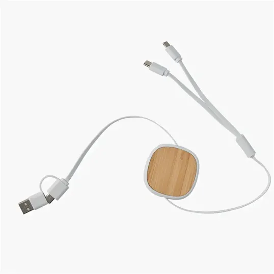 Dual Input 3-in-1 Bamboo Retractable Cable — view 6