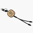 Dual Input 3-in-1 Bamboo Retractable Cable
