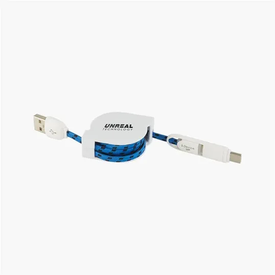 3-in-1 Retractable Fabric Charge-It Cable — view 2