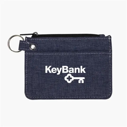 Heathered Polyester Card Wallet with Zippered Closure — view 3