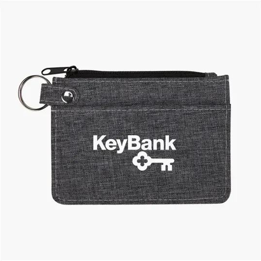 Heathered Polyester Card Wallet with Zippered Closure — view 4