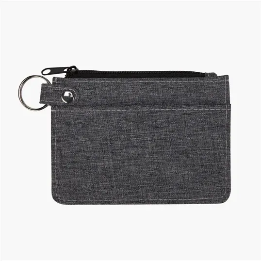 Heathered Polyester Card Wallet with Zippered Closure — view 7