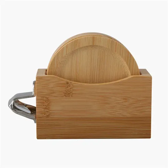 Bamboo Coaster Set with Bottle Opener — view 5
