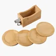 Bamboo Coaster Set with Bottle Opener — view 6