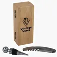 Bamboo Wine Opener Set with Magnetic Closure