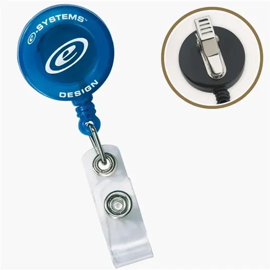Round Secure-A-Badge Retractable Badge Reel with Alligator Clip