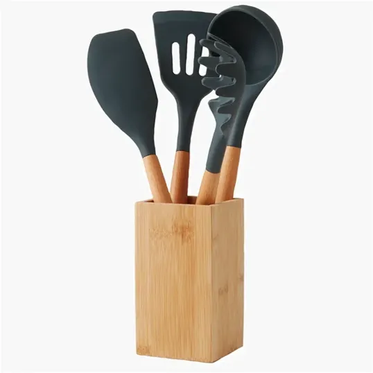 Bamboo and Silicone Kitchen Utensil Set, 5-Piece — view 2