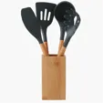 Bamboo and Silicone Kitchen Utensil Set, 5-Piece — view 3