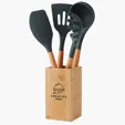 Bamboo and Silicone Kitchen Utensil Set, 5-Piece