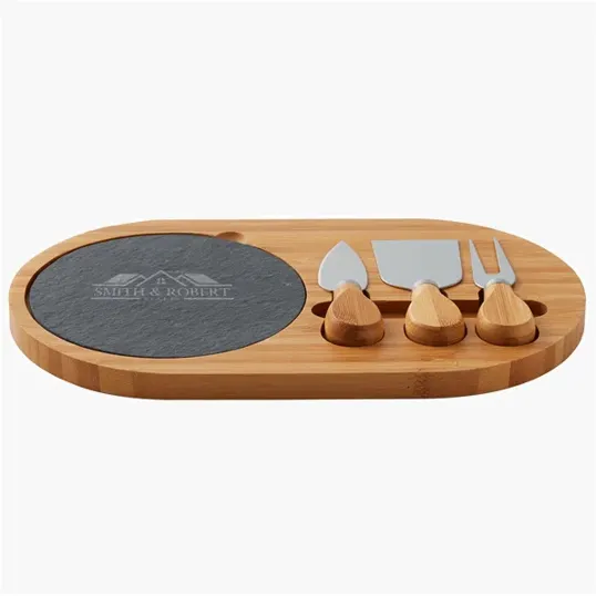 Oval Slate Cheese Board Charcuterie Set, 4 Piece — view 3