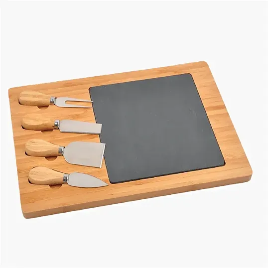 Slate Cheese Board Charcuterie Set with Bamboo Tray — view 2
