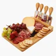 Magnetic Bamboo Cheese Board and Charcuterie Set, 5 Piece