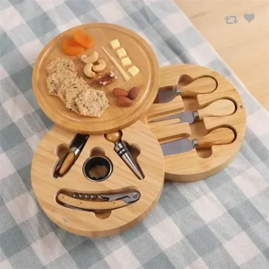 Evans 8-Piece Swivel Top Bamboo Charcuterie Cheese Board Set