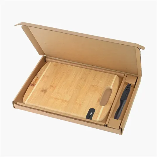 Bamboo Cutting Board with Knife and Sharpener Gift Set — view 2