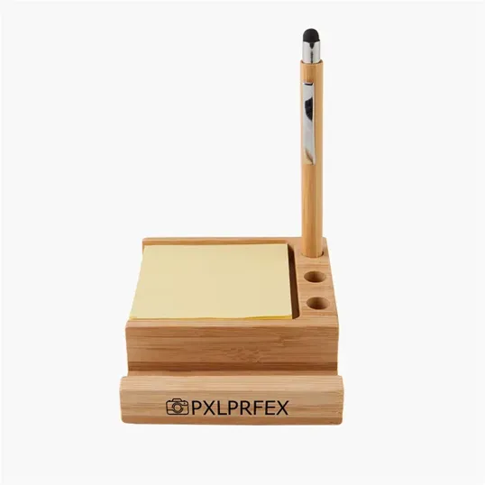 Bamboo Desk Organizer with Stylus Pen and Phone Holder — view 2