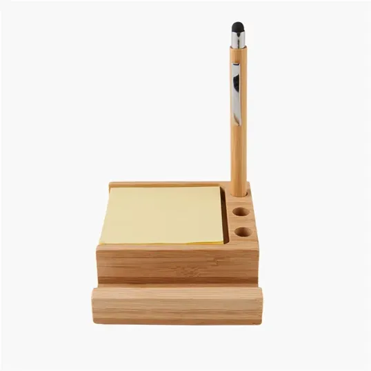 Bamboo Desk Organizer with Stylus Pen and Phone Holder — view 3