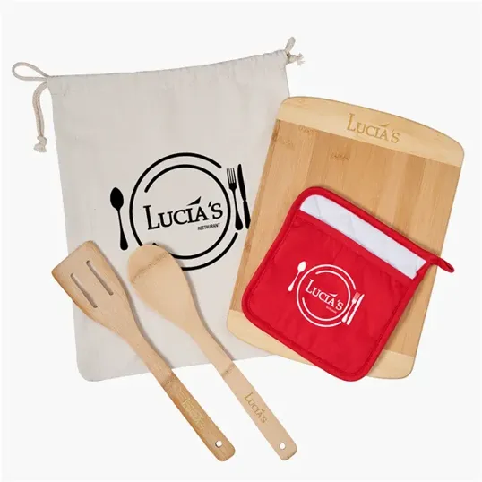 Bamboo Cooking Kitchen Set with Cutting Board and Utensils — view 3