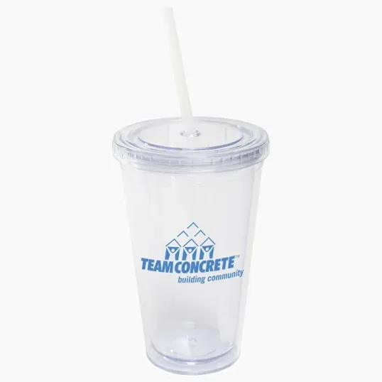 16 oz Acrylic Tumbler with Lid and Straw — view 3