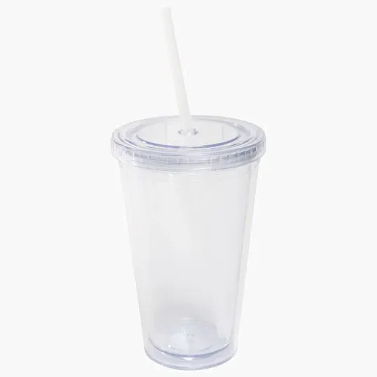 16 oz Acrylic Tumbler with Lid and Straw — view 4