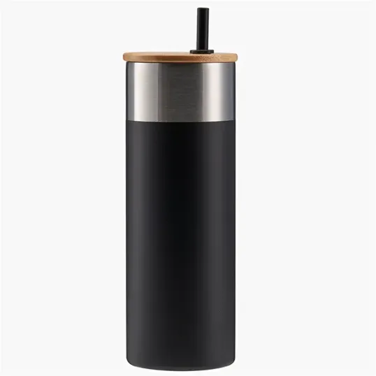 Evans 20 oz Stainless Steel Travel Tumbler with Bamboo Lid & Straw — view 6