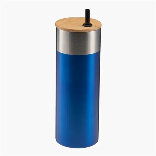Evans 20 oz Stainless Steel Travel Tumbler with Bamboo Lid & Straw — view 7