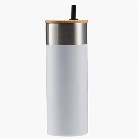 Evans 20 oz Stainless Steel Travel Tumbler with Bamboo Lid & Straw — view 12