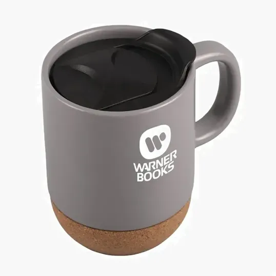 12 oz. Ceramic Mug with Cork Base and Slide-Locking Lid — view 4