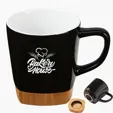 Evans 11 oz. Ceramic Coffee Mug with Removable Bamboo Coaster