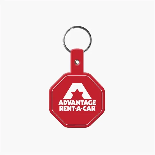 Stop Sign Flexible Key Tag with Split Ring Keychain