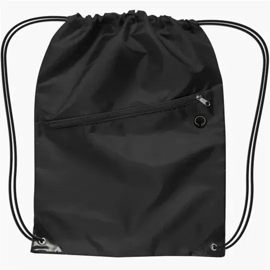 Drawstring Sports Backpack With Zipper — view 2