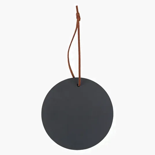 4" Slate Round Ornament with PU Cord — view 2