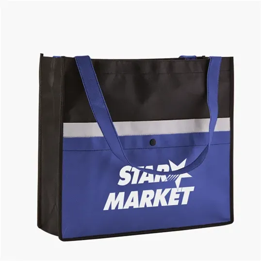 Evans Non-Woven Tote Bag with Pocket, 14" x 16" x 5"