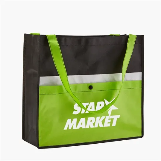 Evans Non-Woven Tote Bag with Pocket, 14" x 16" x 5" — view 3
