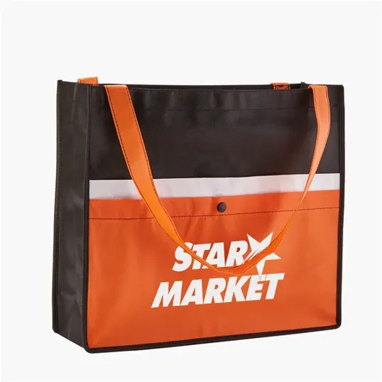 Evans Non-Woven Tote Bag with Pocket, 14" x 16" x 5" — view 4