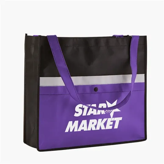 Evans Non-Woven Tote Bag with Pocket, 14" x 16" x 5" — view 5