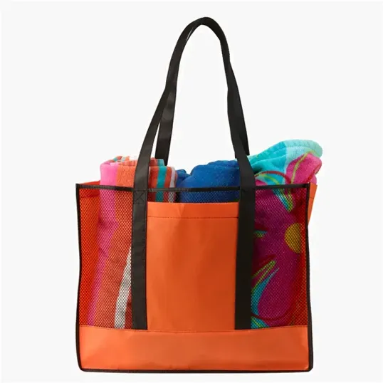 Evans Non-Woven Beach Tote with Mesh Front — view 7