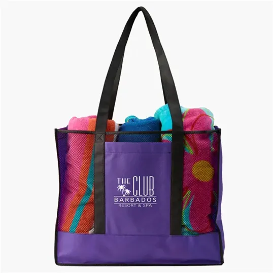 Evans Non-Woven Beach Tote with Mesh Front — view 3