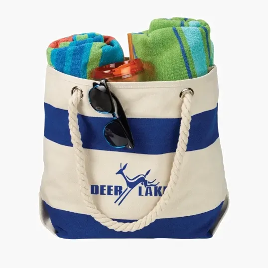 16 oz. Cotton Canvas Nautical Tote with Rope Handles