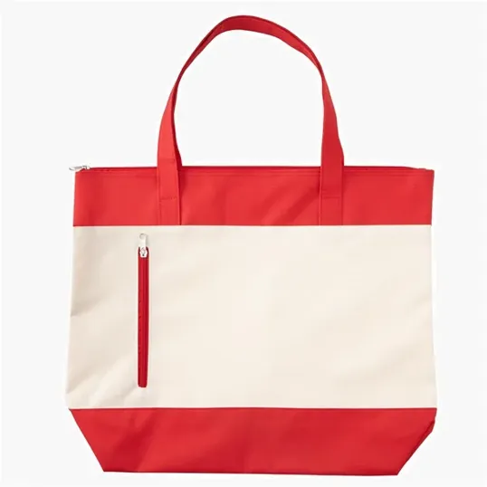 Evans Zippered Beach Tote Bag, 600D Polyester — view 5
