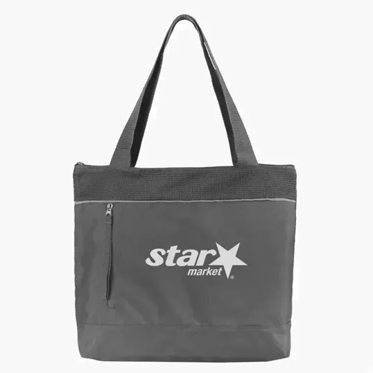 Evans Reflective Zippered Tote Bag with RPET Mesh