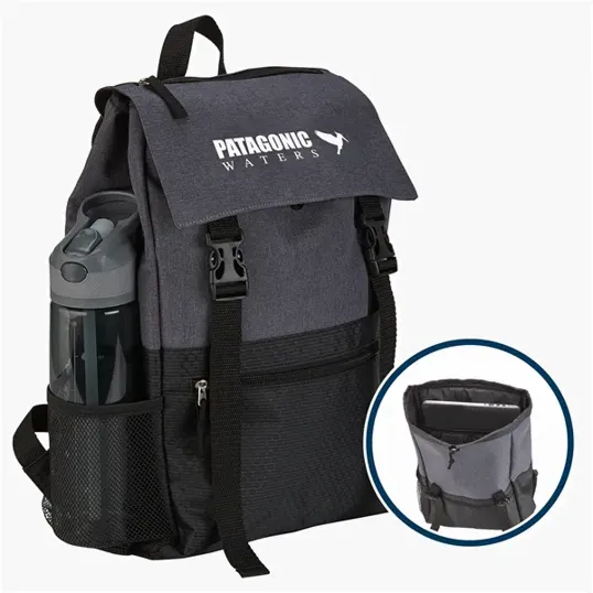 Rucksack Backpack with Laptop Sleeve, 300 Denier Heathered Polyester