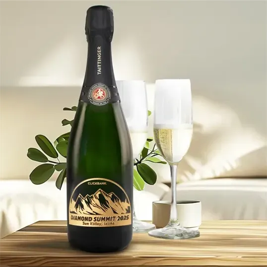 Etched Taittinger Brut La Francaise Champagne Bottle, 750 ml — view 5